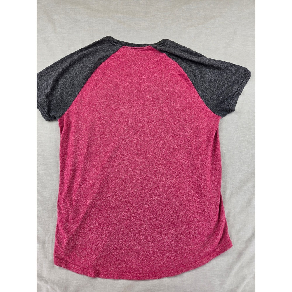 Hollister Mens Short Sleeve Raglan T-Shirt Pink Gray Heathered Logo Size M - Picture 9 of 10